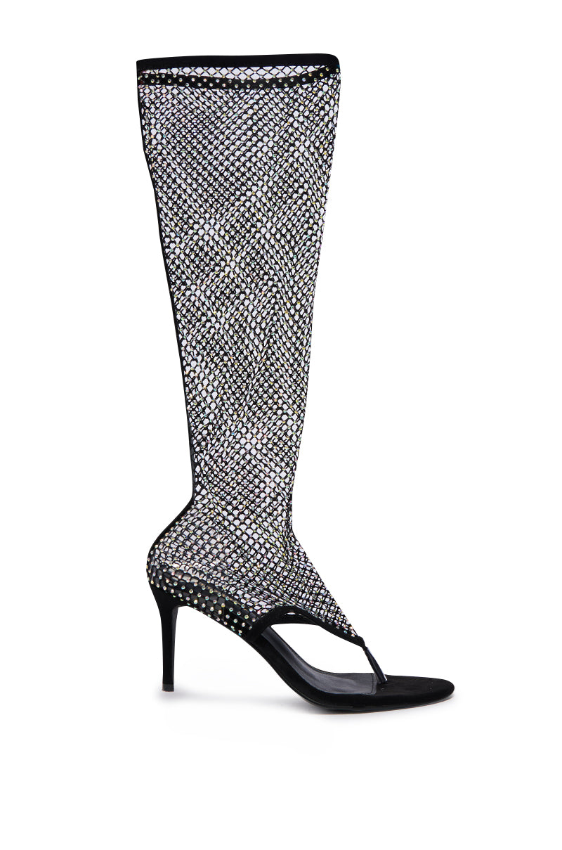 ANNALISE BLACK MESH OPEN TOE SANDAL BOOT view 0