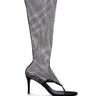 Side View Annalise Black Mesh Open Toe Sandal Boot