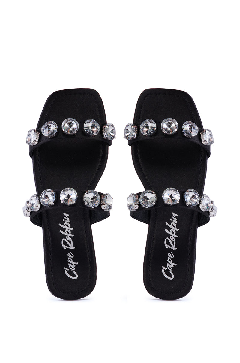 Side View Annice Black Gem Embellished Sandal 1