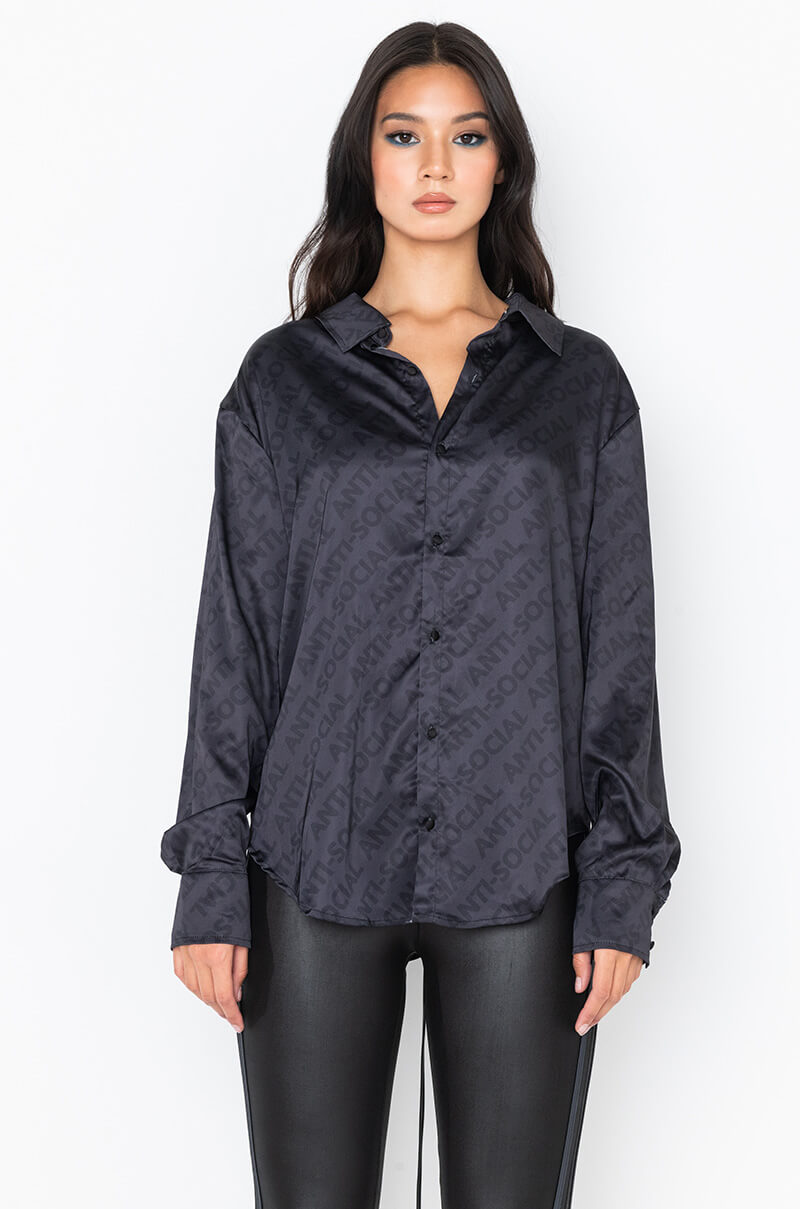 Front View Anti-social Satin Top