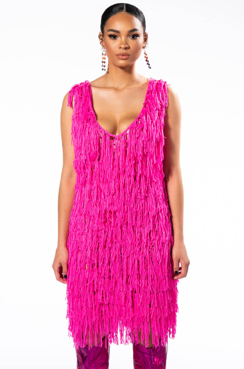 ANYTHING GOES FRINGE MINI DRESS AKIRA ANYTHING GOES FRINGE MINI DRESS AKIRA