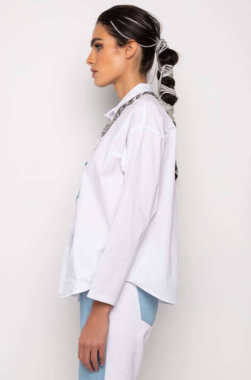 Detail View Anytime Anywhere Denim Patch Button Down
