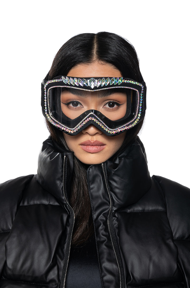 Front View Apres Embellished Ski Goggles 0