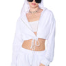 Front View Ari Drawstring Waist Hoodie