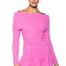 Front View Ari Off The Shoulder Knit Mini Dress