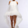 Front View Ari Tulle Ruffle High Low Mini Dress