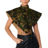 Front View Aria Camo Print Mock Neck Triangle Blouse