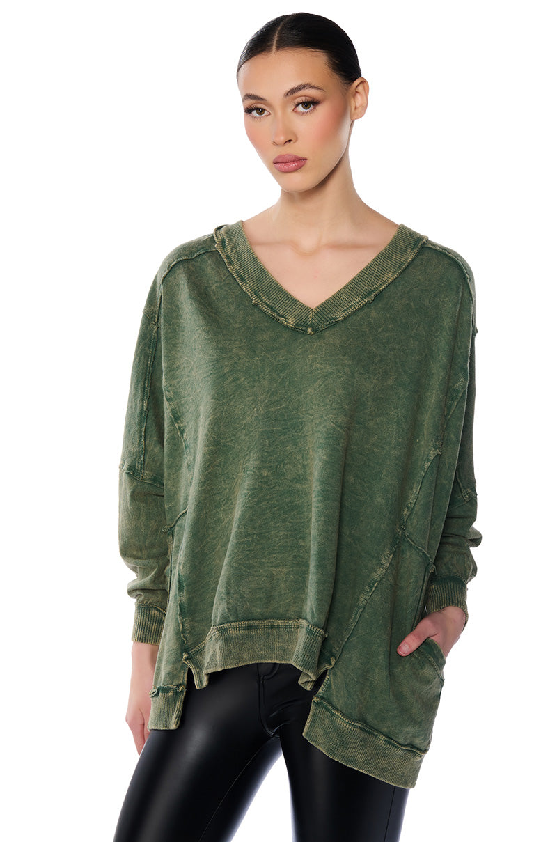 ARIA OVERSIZED V NECK SWEATSHIRT view 0