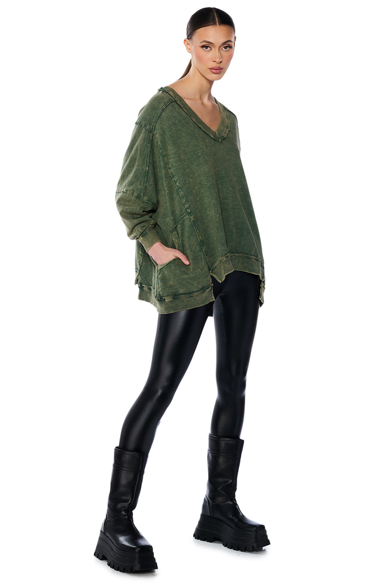Detail View Aria Oversized V Neck Sweatshirt