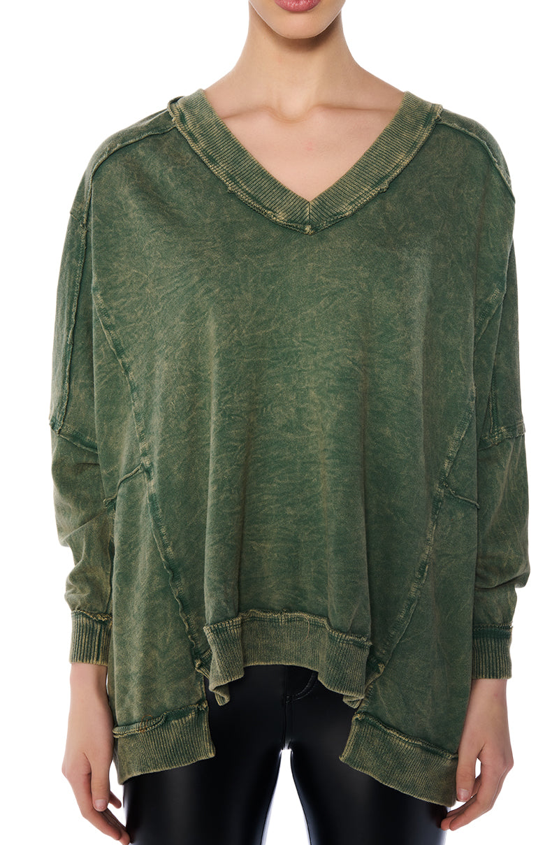 Extra View Aria Oversized V Neck Sweatshirt