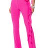 Front View Ariana Flounced Flared Legging In Fuchsia