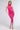 Front View Ariana Ruched Long Sleeve Funnel Neck Midi Dress In Pink