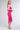 Back View Ariana Ruched Long Sleeve Funnel Neck Midi Dress In Pink