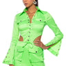 Front View Arielle Open Back Cargo Mini Dress In Lime