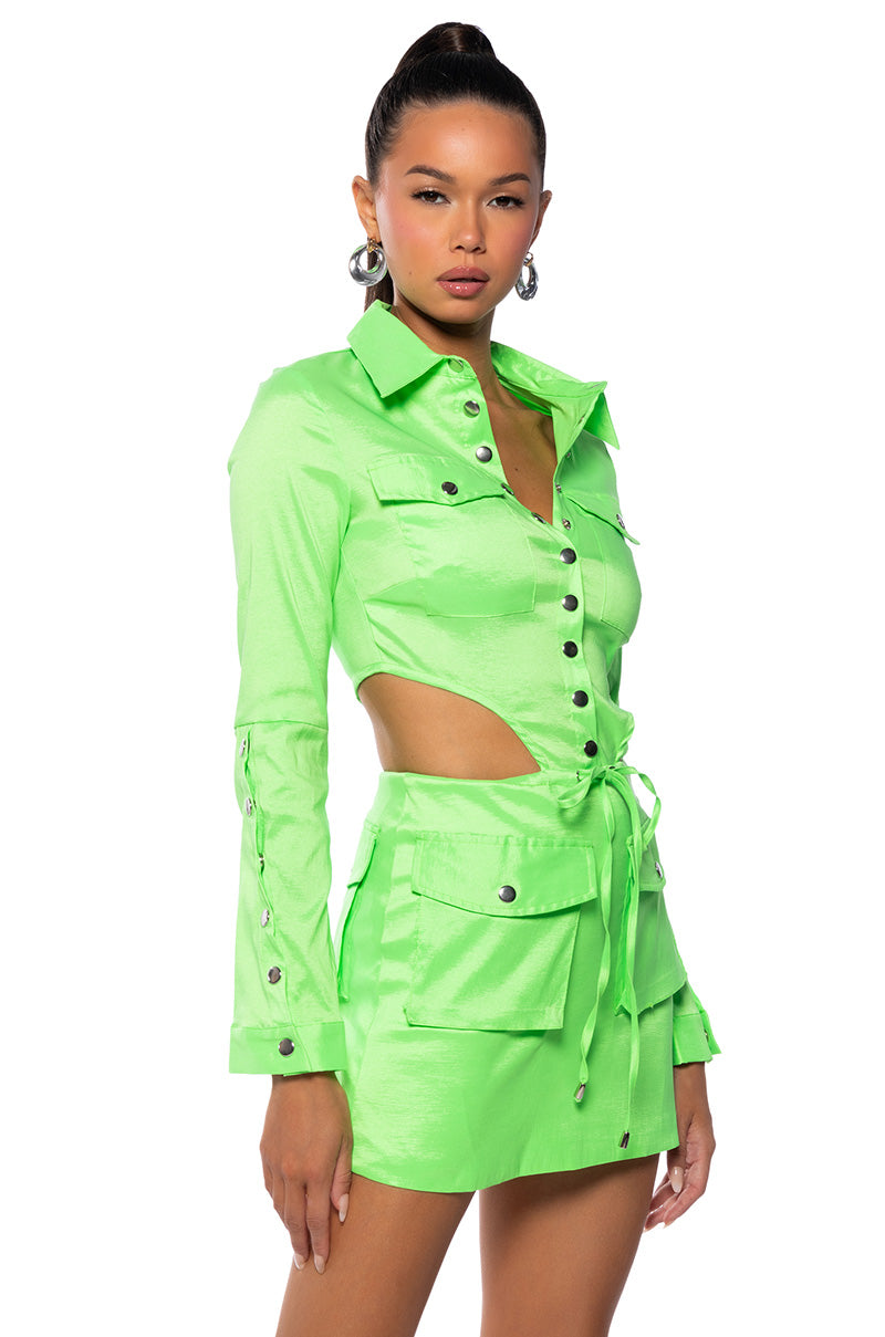 ARIELLE OPEN BACK CARGO MINI DRESS IN LIME – AKIRA ARIELLE OPEN BACK CARGO MINI DRESS IN LIME – AKIRA