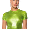 Front View Aries Metallic Short Sleeve T Shirt In Green