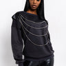 Front View Arlo Chain Detail Sweatshirt in Grey