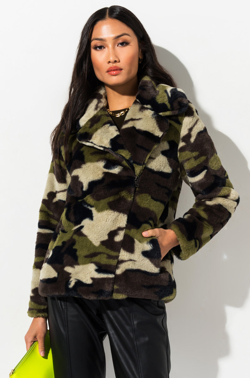 Side View Army Life Jacket in Green Multi