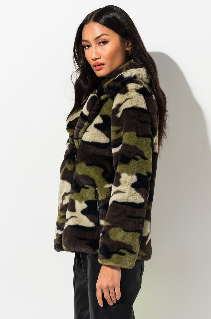 Back View Army Life Jacket in Green Multi