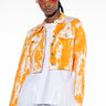 Front View As If Orange Tie Dye Denim Jacket