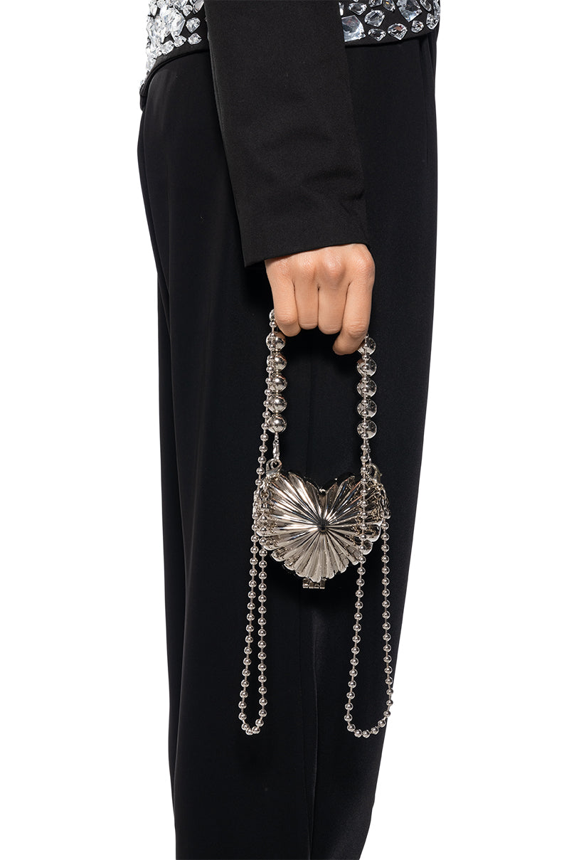 Front View Ash Oversized Locket Chain Purse
