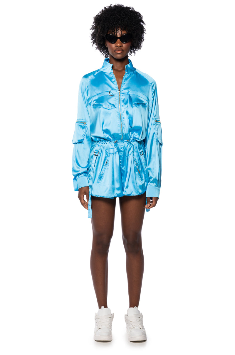 Extra View Asher Satin Cargo Romper