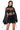 Front View Ashley Satin Rhinestone Mesh Mini Dress