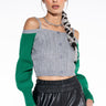 Front View Aspen Off The Shoulder Colorblock Sweater