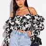 Front View Aster Off The Shoulder Floral Blouse