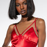 Front View Asteria Mesh Panel Satin Bodysuit