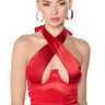 Front View Astra Cross Front Bralette In Red