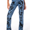 Front View Astrological Printed High Rise Straight Leg Jean