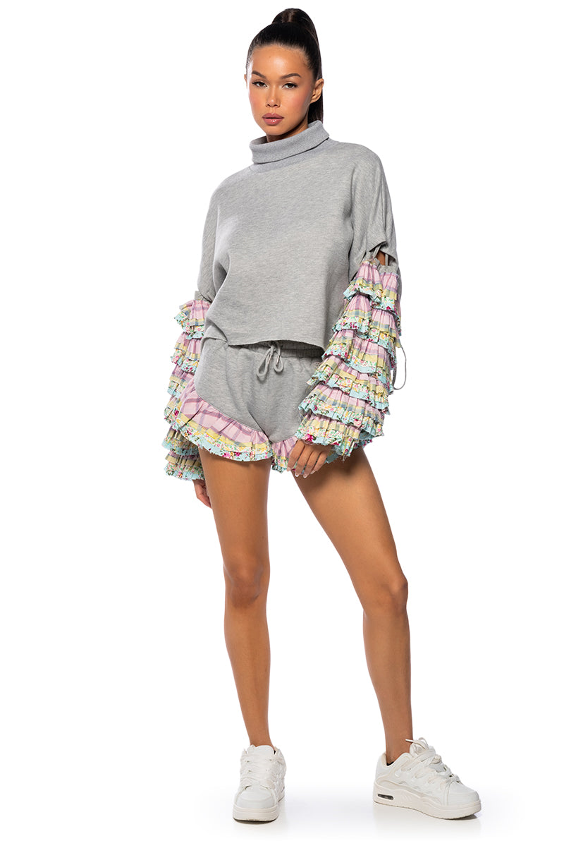 Back View At The Market French Terry Fashion Short