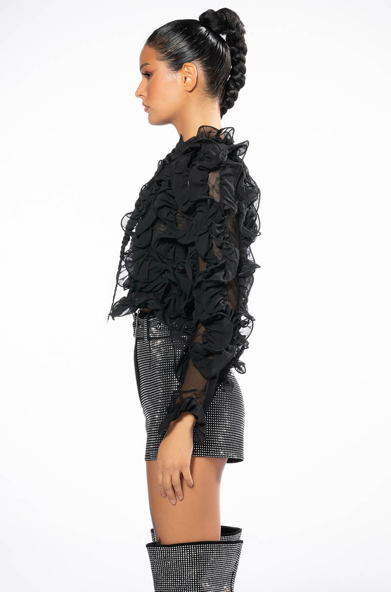 Full View At The Premiere Ruffle Detail Long Sleeve Blouse