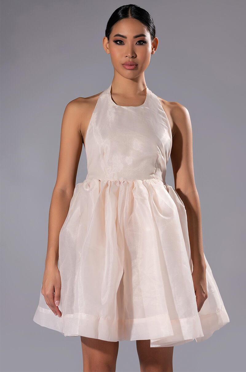 Front View At The Show Halter Mini Dress