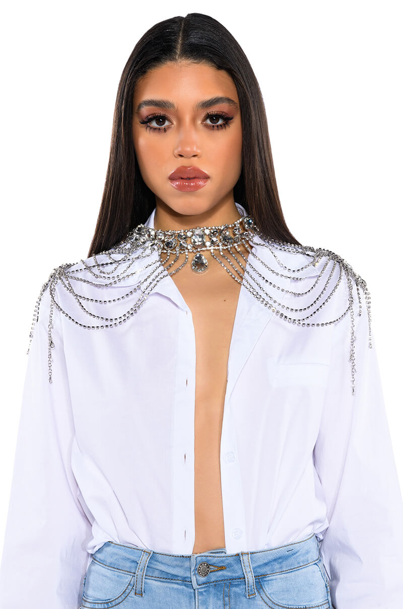 Front View Ate That Rhinestone Bra Top
