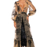 Front View Athena Floral Applique Chiffon Duster