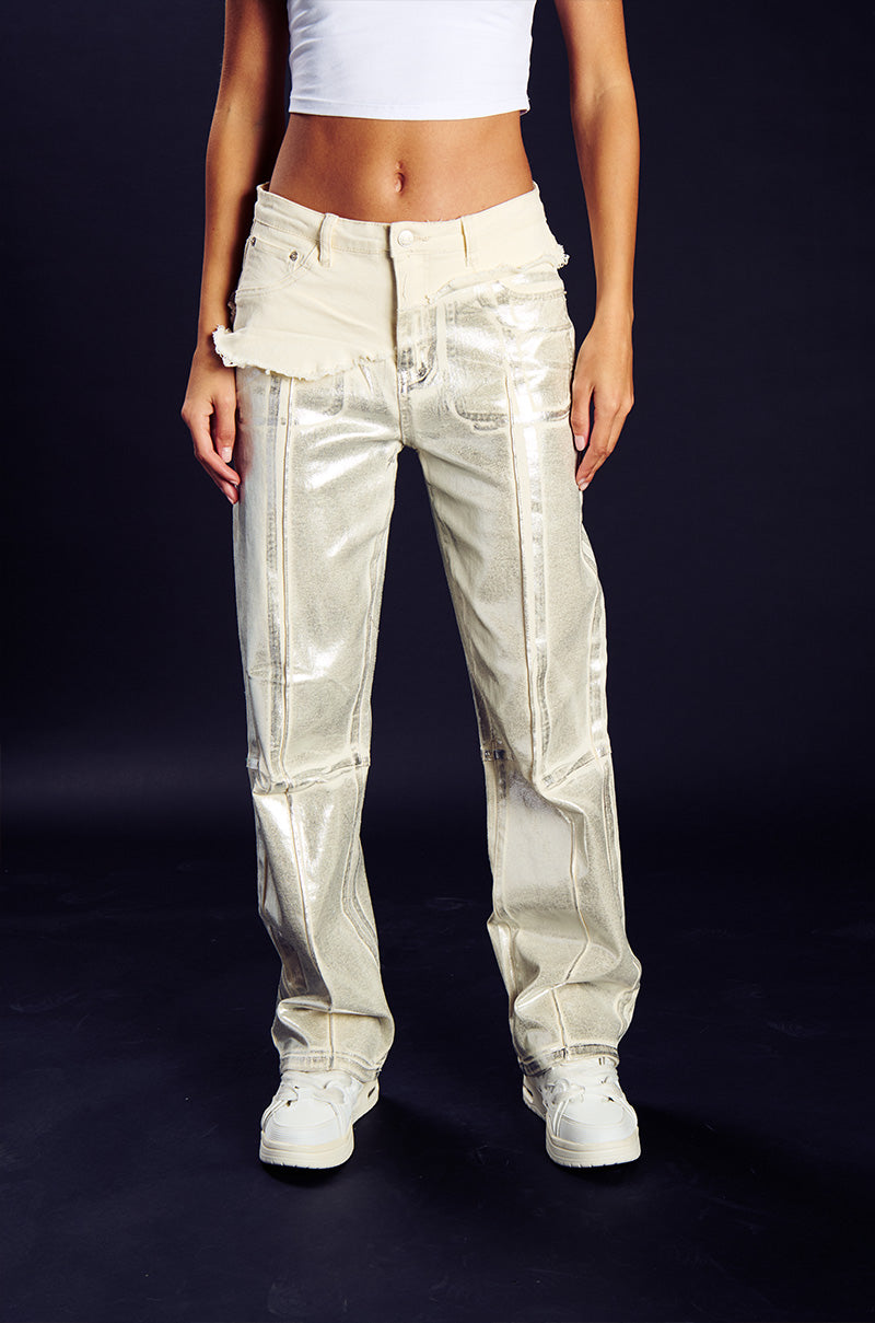 ATLAS METALLIC DETAIL WIDE LEG DENIM view 0