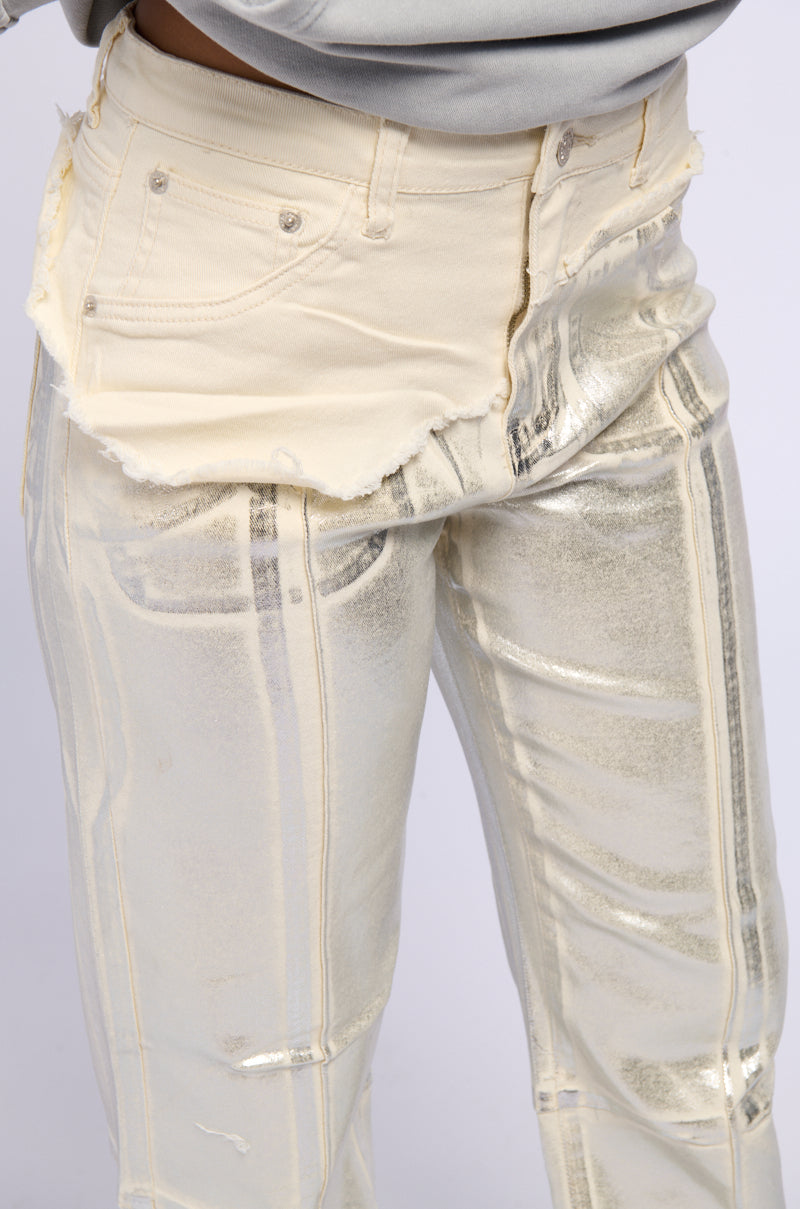 Extra View Atlas Metallic Detail Wide Leg Denim