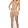 Front View Attention On Me Rhinestone Maxi Dress