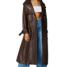 Front View Au Revoir Faux Leather Trench In Brown