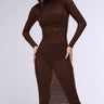 Front View Au Revoir Mesh Midi Dress In Brown