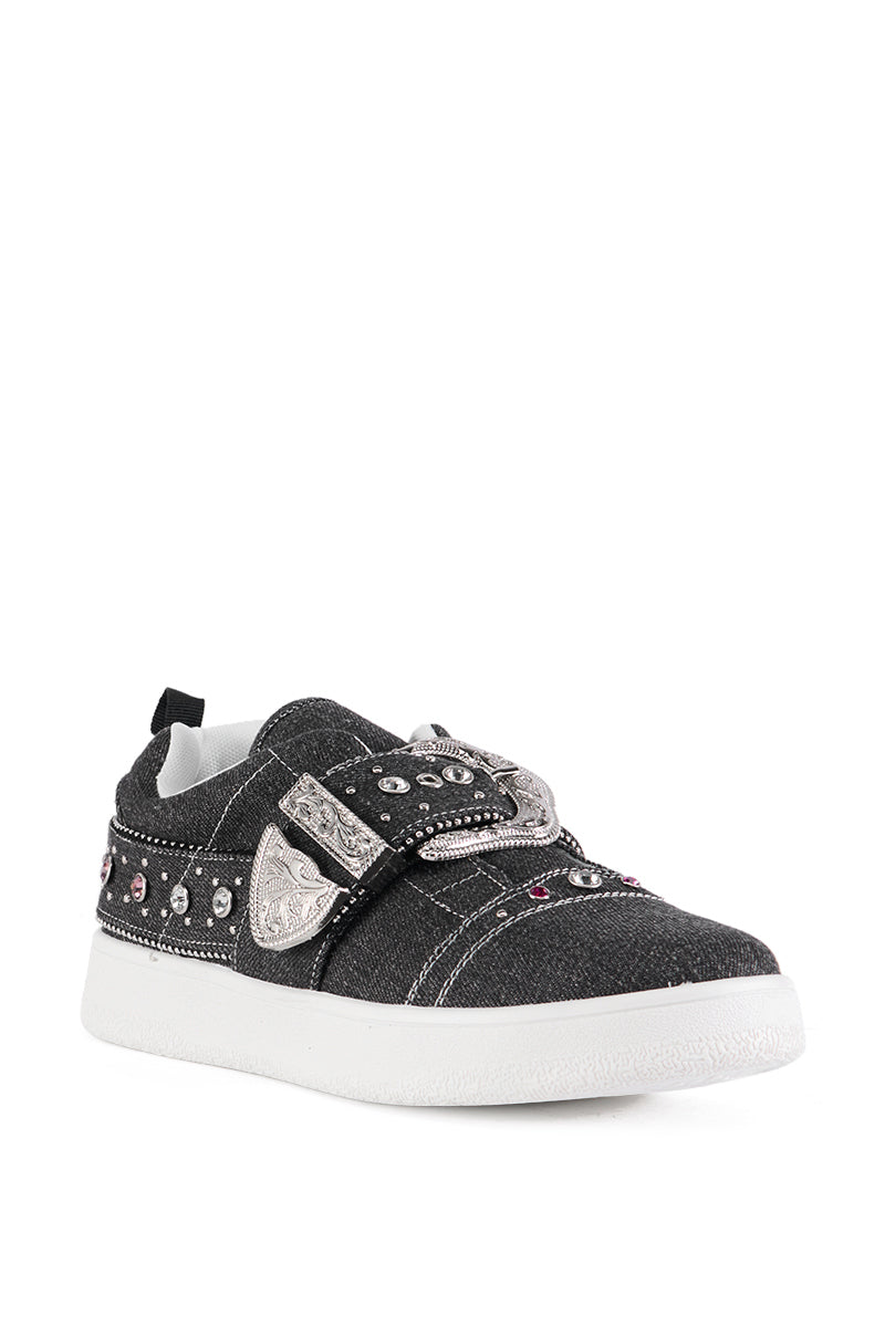 Detail View Audra Black Embellished Sneaker
