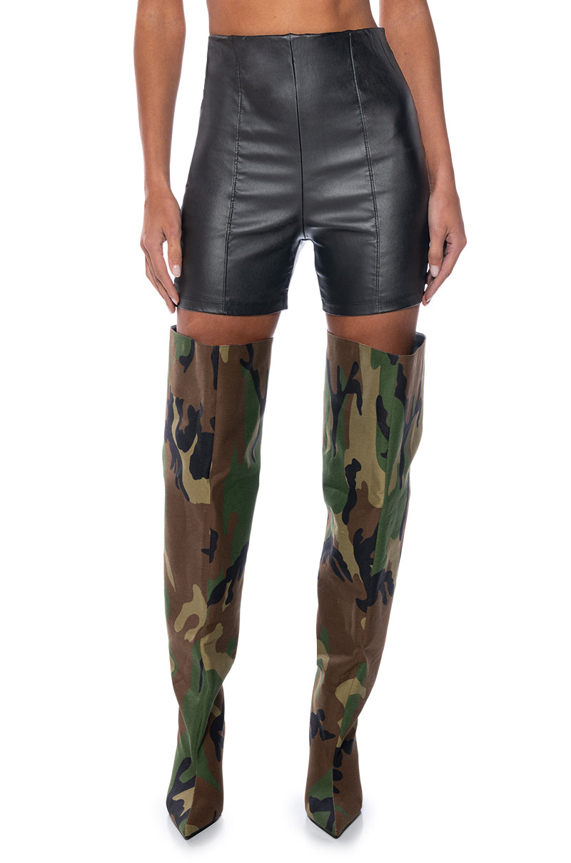 Detail View Ava Faux Leather Biker Shorts 6