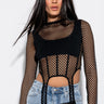 Front View Avant Garde Long Sleeve Mesh Top