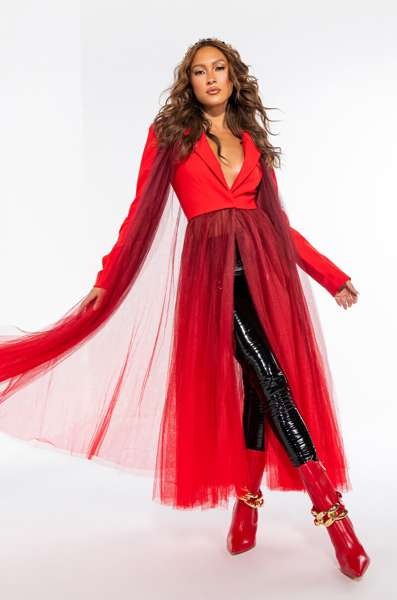 Front View Avant Garde Ombre Tulle Trench 0