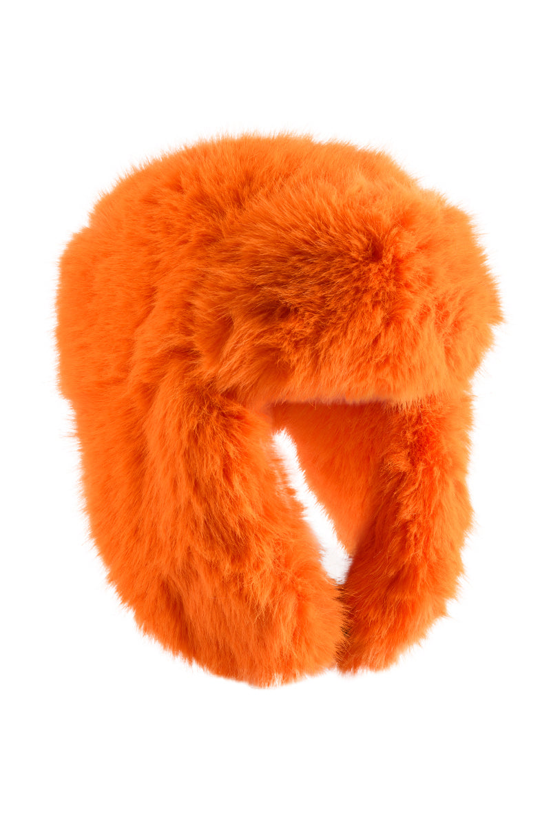 Detail View Avi Faux Fur Hat In Orange