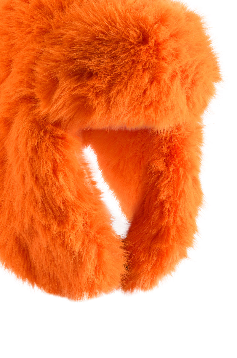 Full View Avi Faux Fur Hat In Orange
