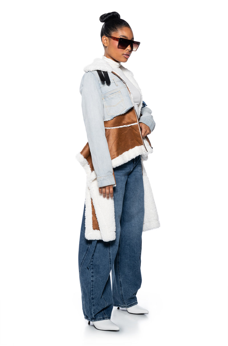 Back View Aviator Trench With Peplum Sides