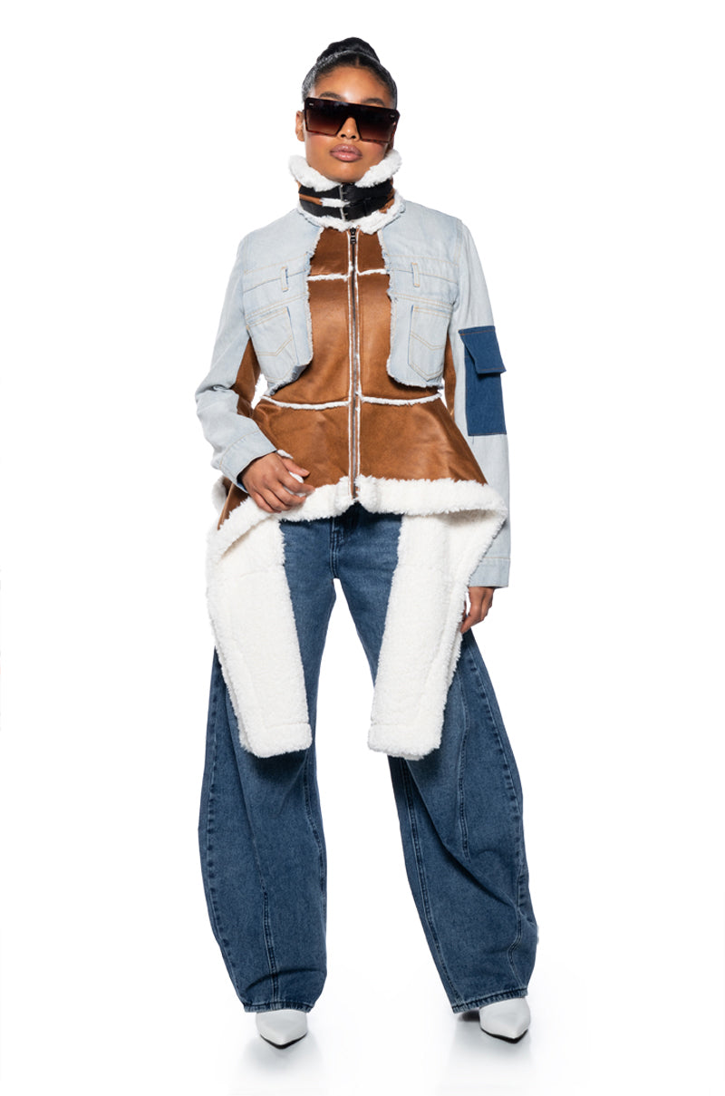 Detail View Aviator Trench With Peplum Sides